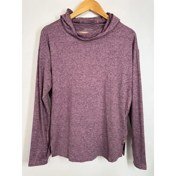 Athleta Uptempo II Hoodie Long Sleeve Heathered Purple Shirt Size M Athletic Top - Picture 3 of 10